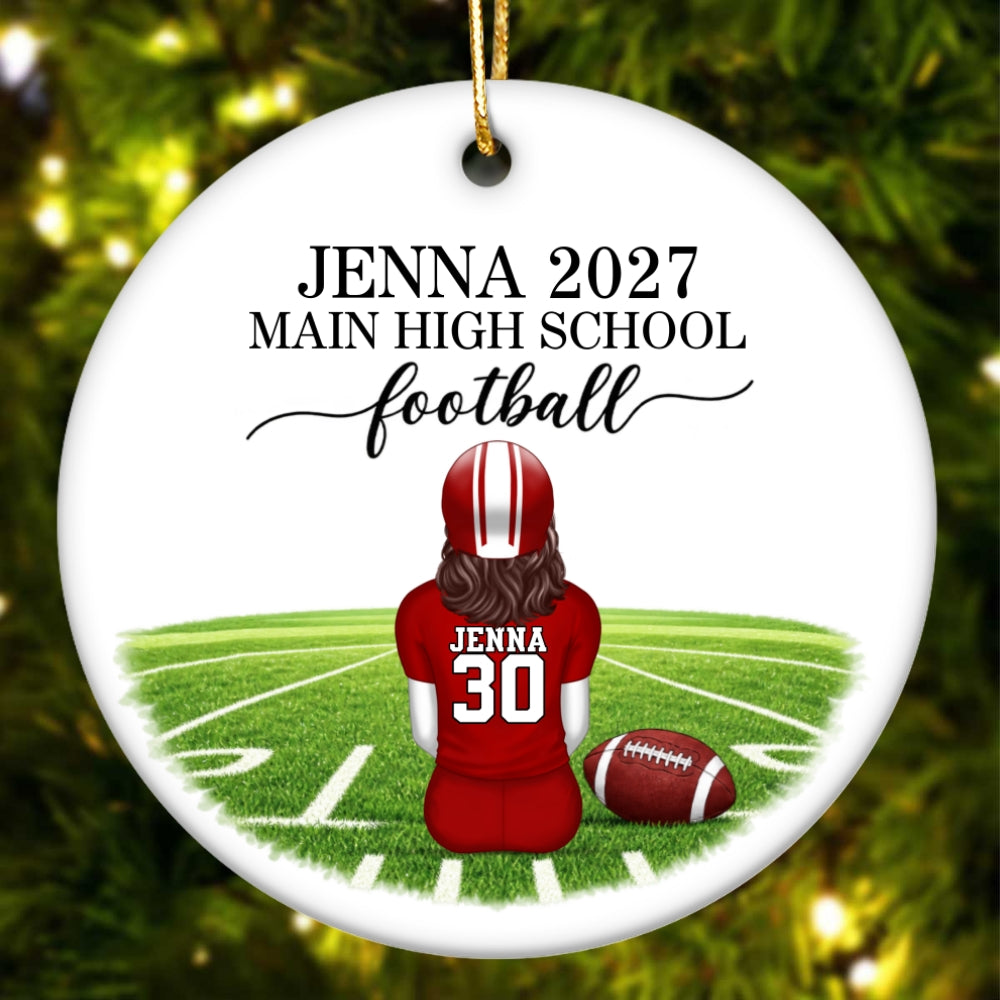 Football Senior Ornament - Personalized Ceramic Ornament - Football Player Senior Night Gift, High School Football Team Gift