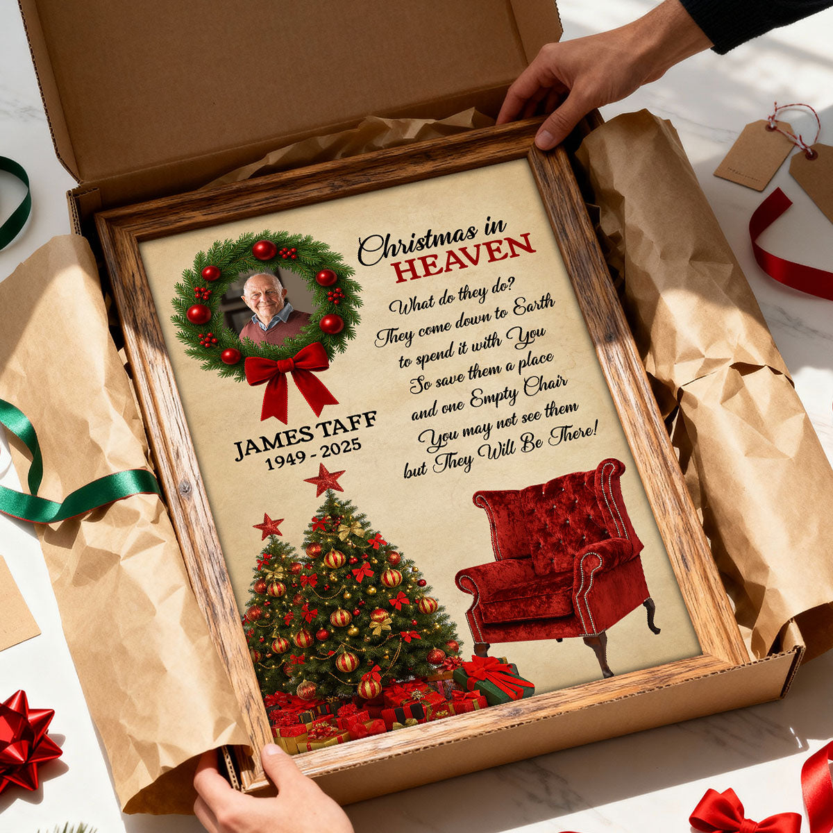 Christmas In Heaven Upload Photo Family Memorial - Personalized Poster