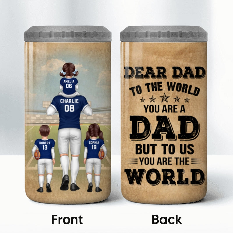 American Football Dad Fan Dear Dad Personalized 4 In 1 Can Cooler