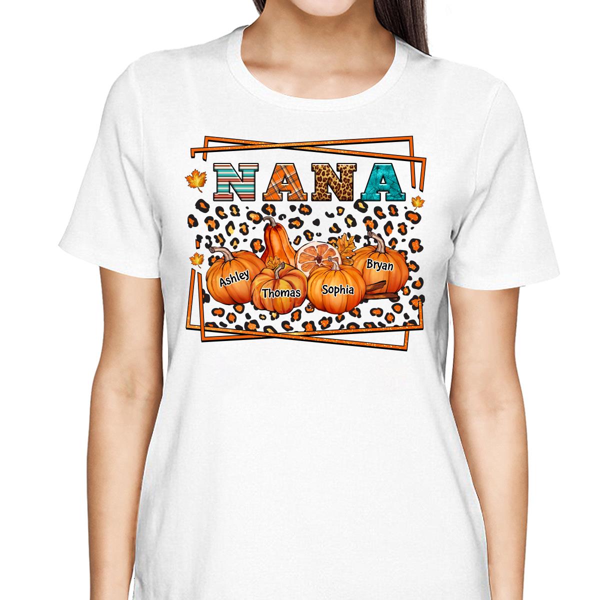 Fall Season Grandma Leopard Pumpkins Personalized Shirt