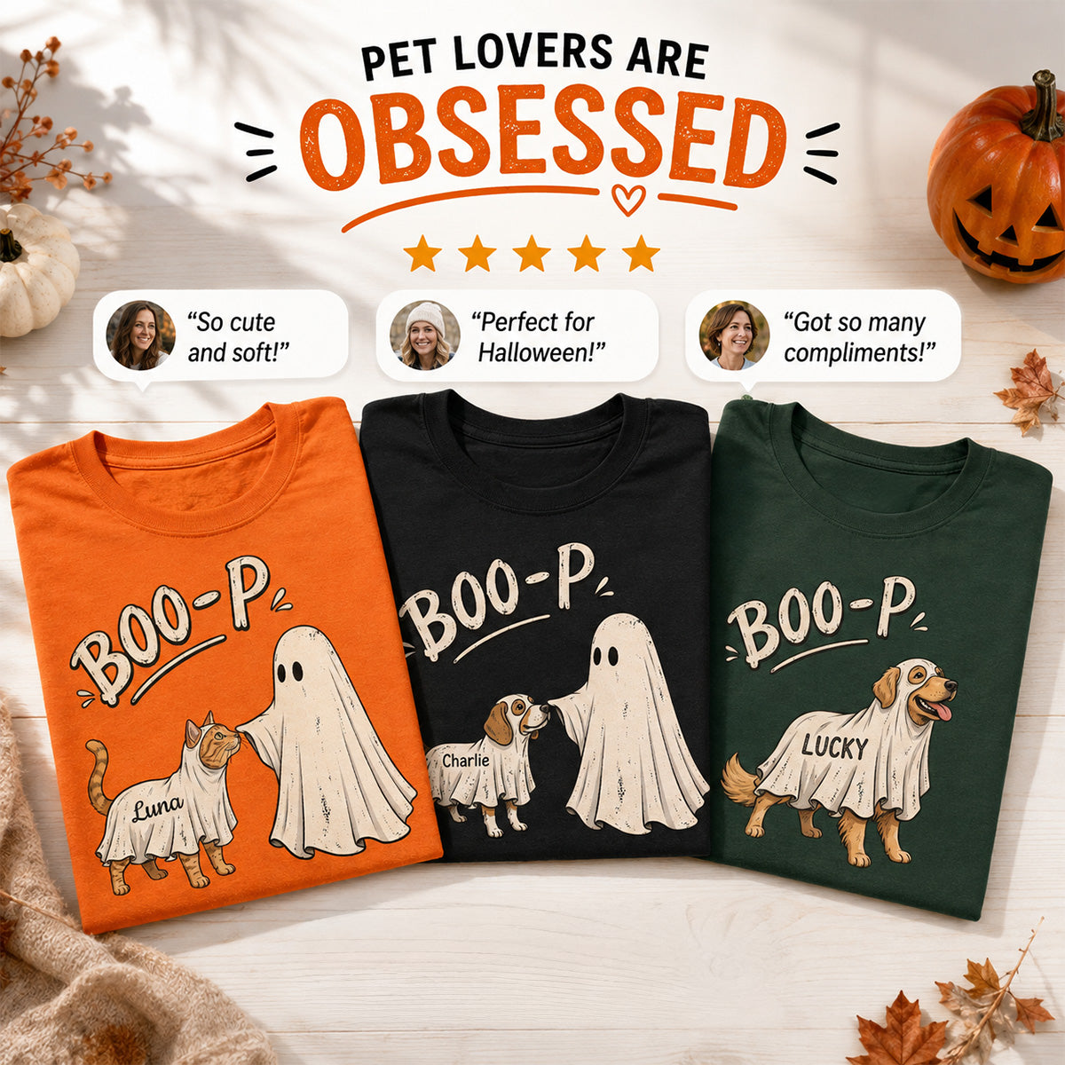 Funny Boo-p Ghost Pet Portrait From Your Pet Photo - Personalized Shirt - Halloween Gift For Dog Cat Lovers