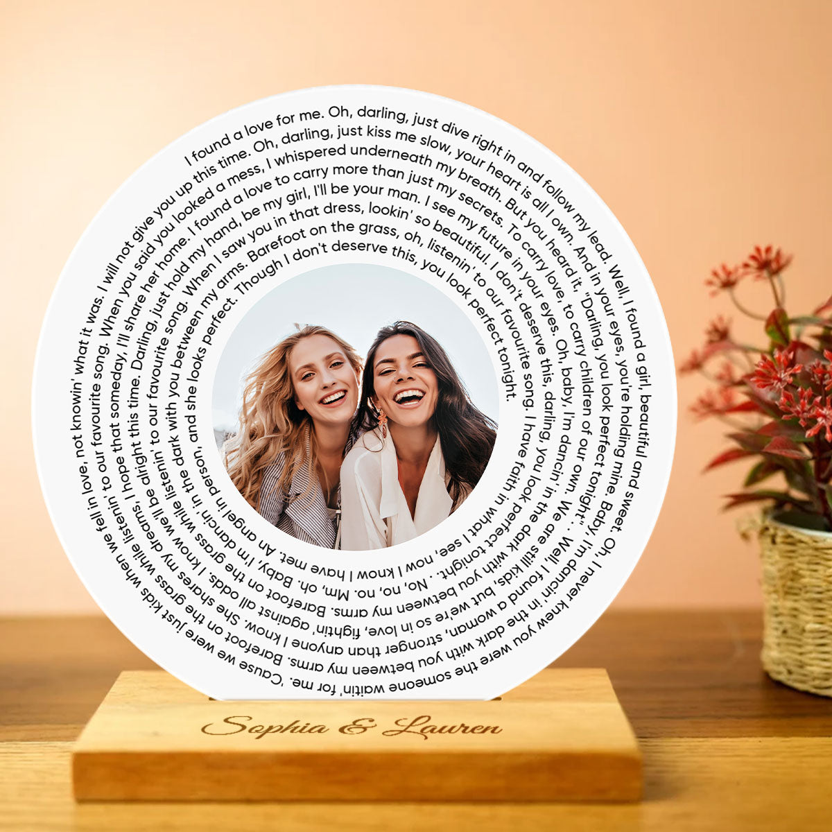 Personalized Music Photo Lyrics Circle Plaque, Gifts for Girlfriend, Boyfriend, Husband Wife, Sister Besties Wedding Gift