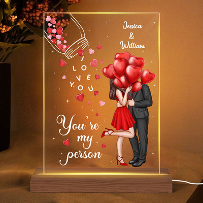 Jar Of Hearts Elegant Couple Personalized Rectangle Acrylic Plaque LED Night Light