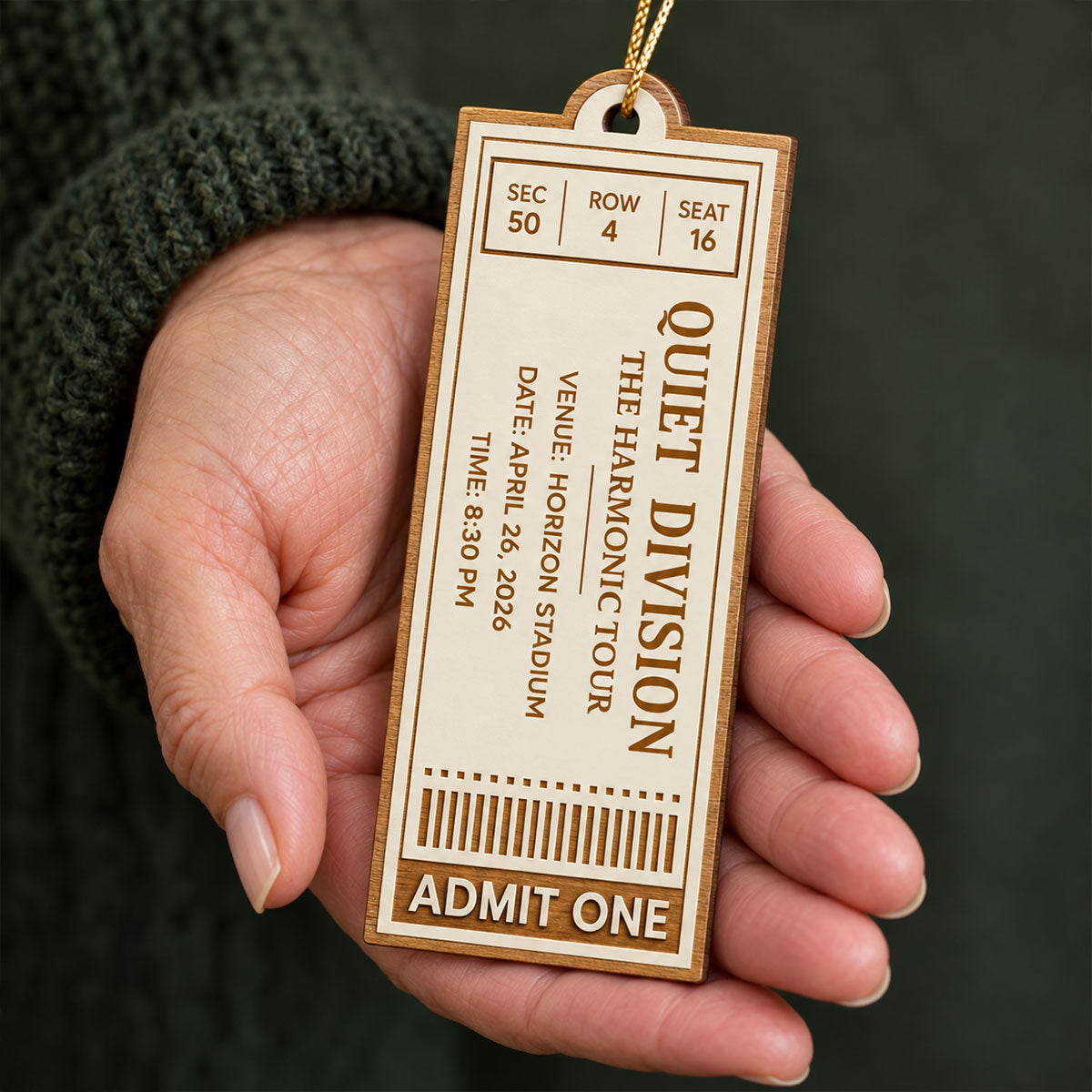 Custom Concert Ticket - Personalized Wooden Ornament - Christmas Favorite Music Keepsake Gift for Daughter, Son, Best Friends
