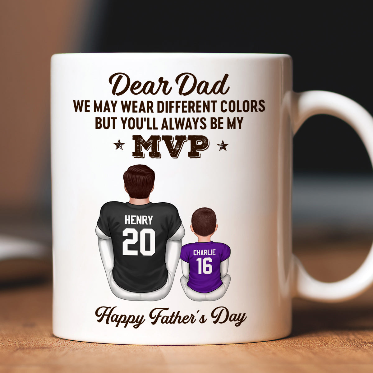 You'll Always Be My MVP Divided Funny Gift For American Football Dad Personalized Mug