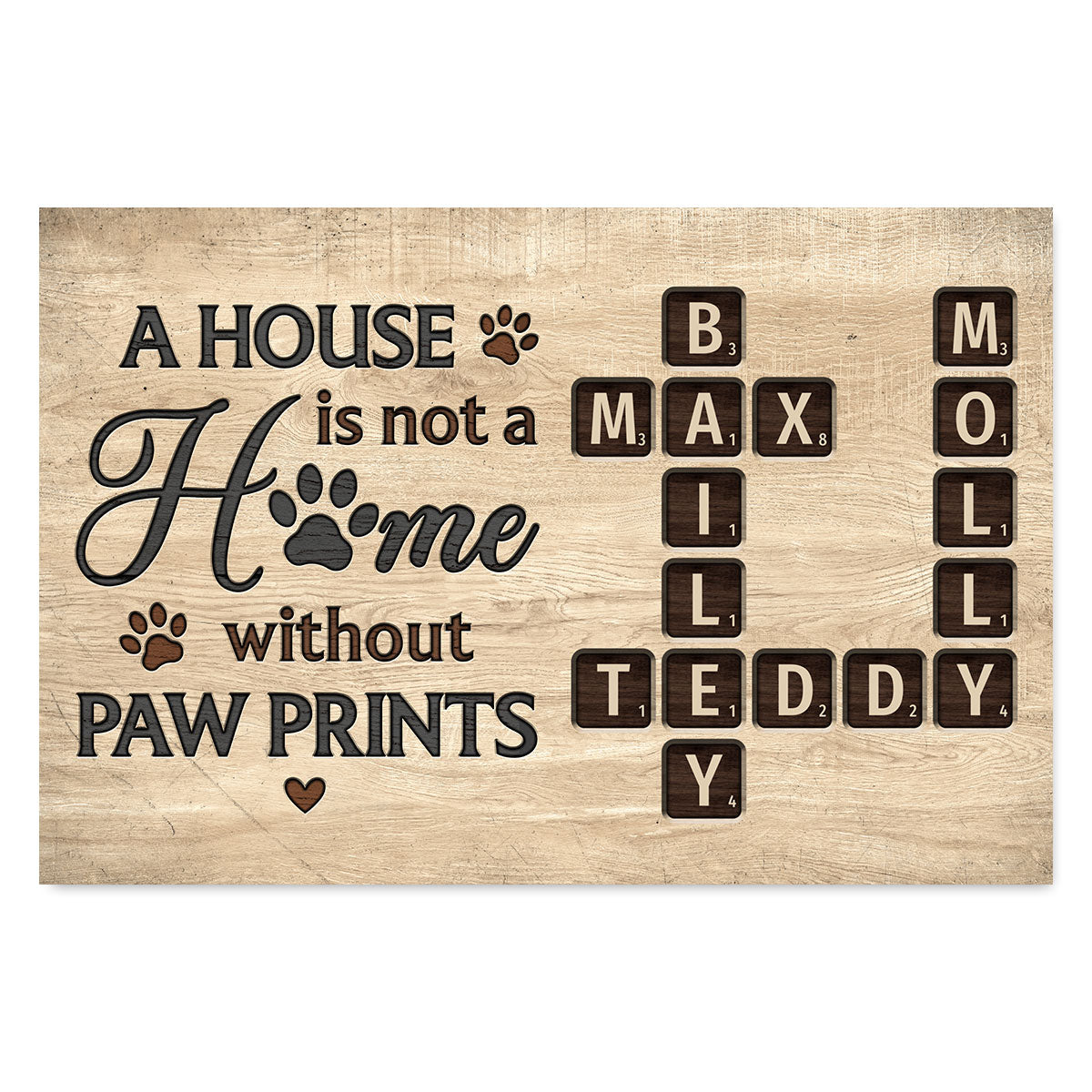 Pet Lover Home Decor Home With Paw Prints Crossword Puzzle Art - Personalized Poster