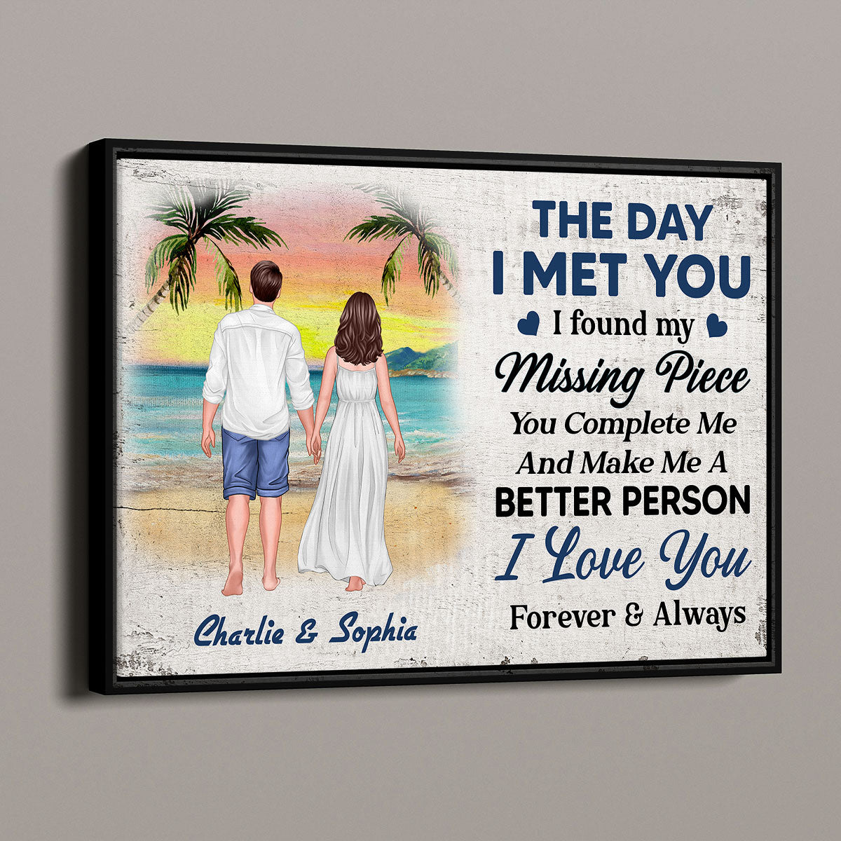 Summer Standing Couple Back View Personalized Horizontal Poster