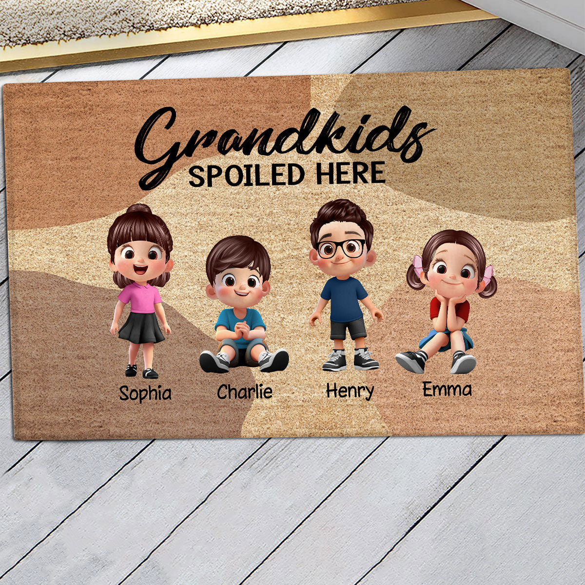 Grandkids Grandpups Spoiled Here Personalized Doormat