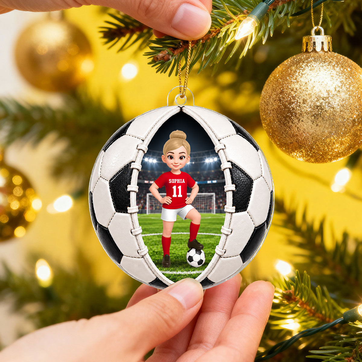Soccer Ball Design - Personalized Acrylic Ornament - Christmas Gift For Daughter, Son, Grandkids