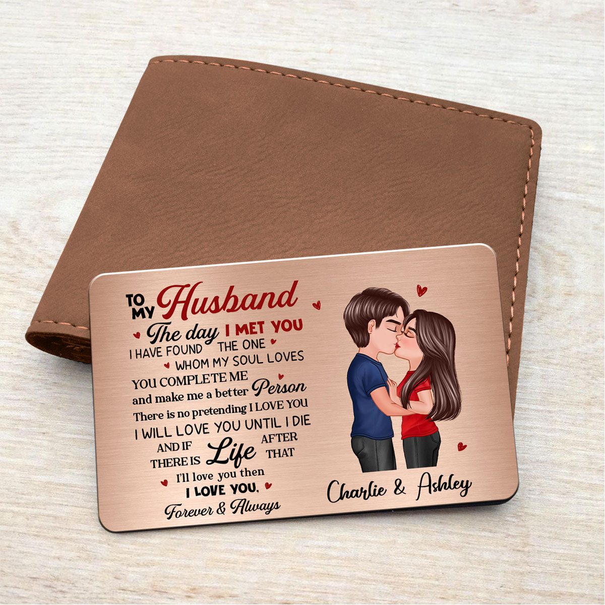 To My Husband Couple Couple Kissing Wallet Insert Personalized Metal Wallet Card