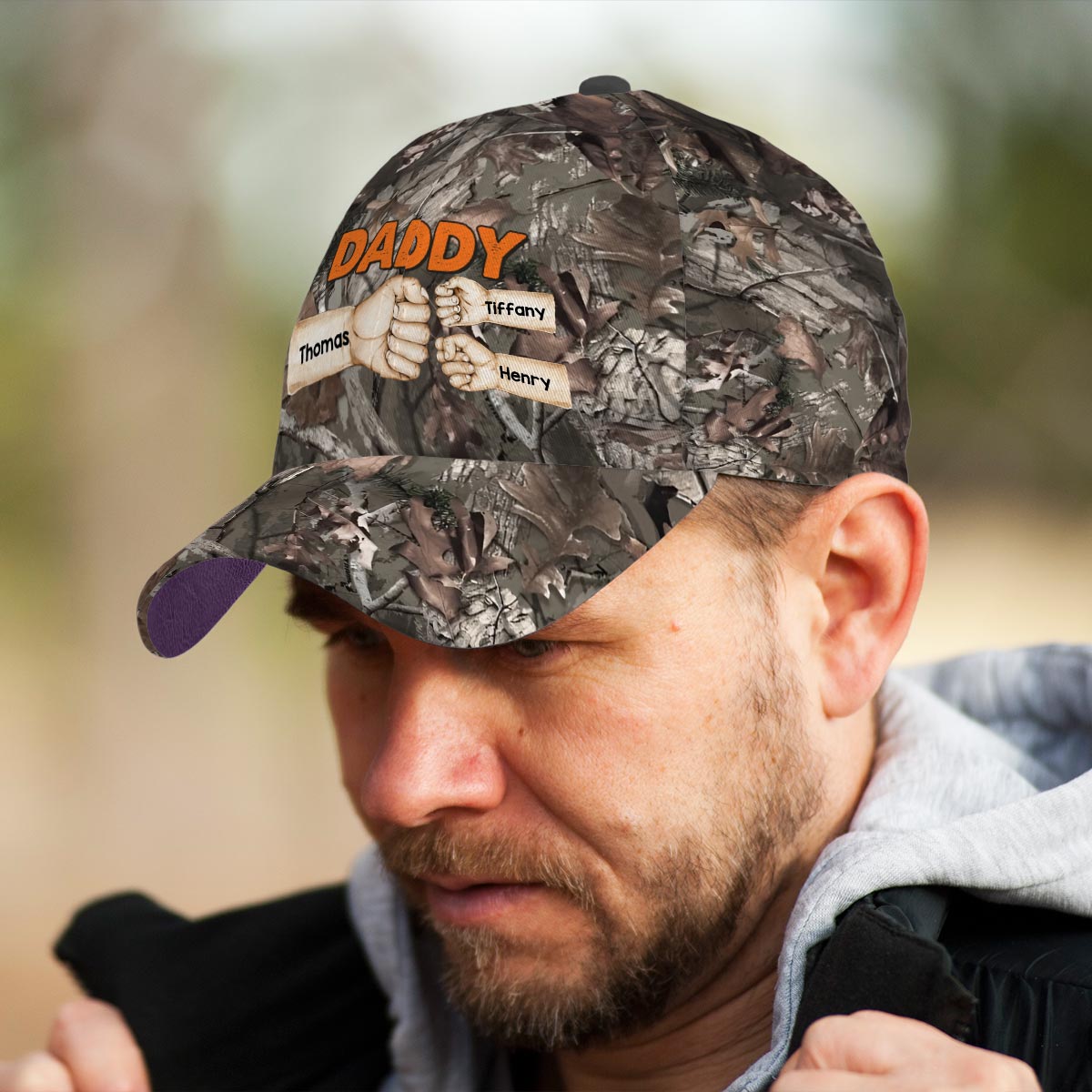 Camouflage Pattern Dad Fist Bump Personalized Classic Cap, Gift For Dad