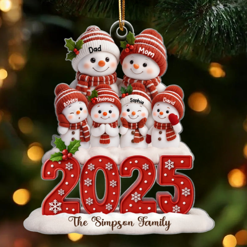 Family Snowman 2025 Togetherness - Personalized Acrylic Ornament - Christmas Gift for Husband, Wife, Christmas Decor