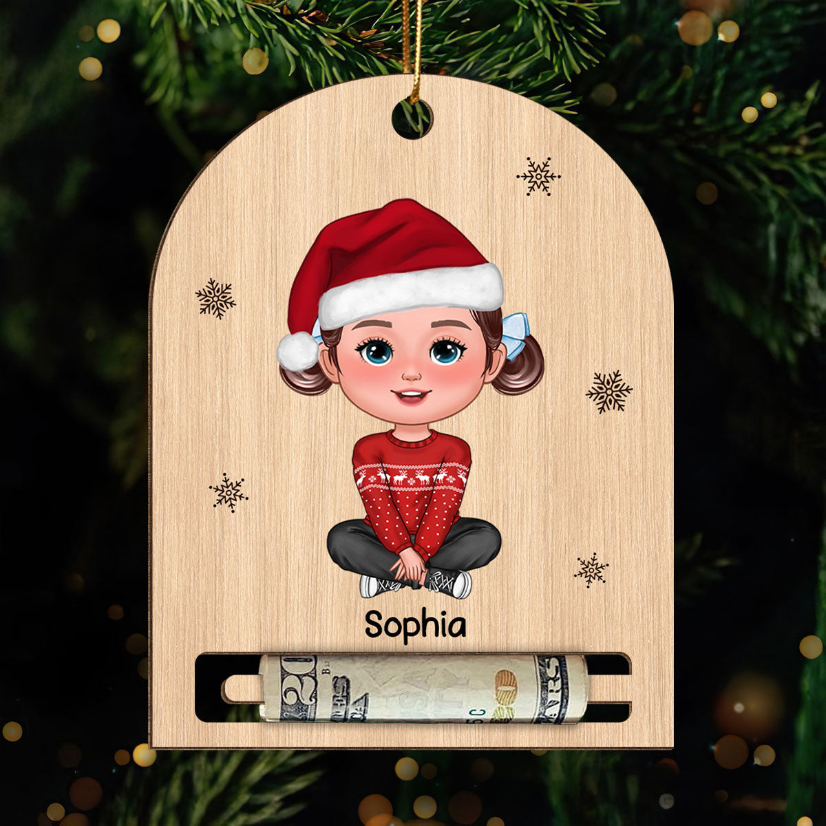 Christmas Gift For Family Member Personalized Wooden Money Holder Ornament