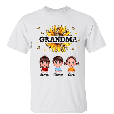 Leopard Sunflower Grandma Mom Auntie Doll Kids Personalized Shirt