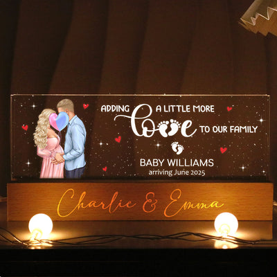 Kissing Couple, Expecting Parents, Pregnancy Couple Personalized Acrylic Block LED Night Light,  Gift, Pregnancy Announcement
