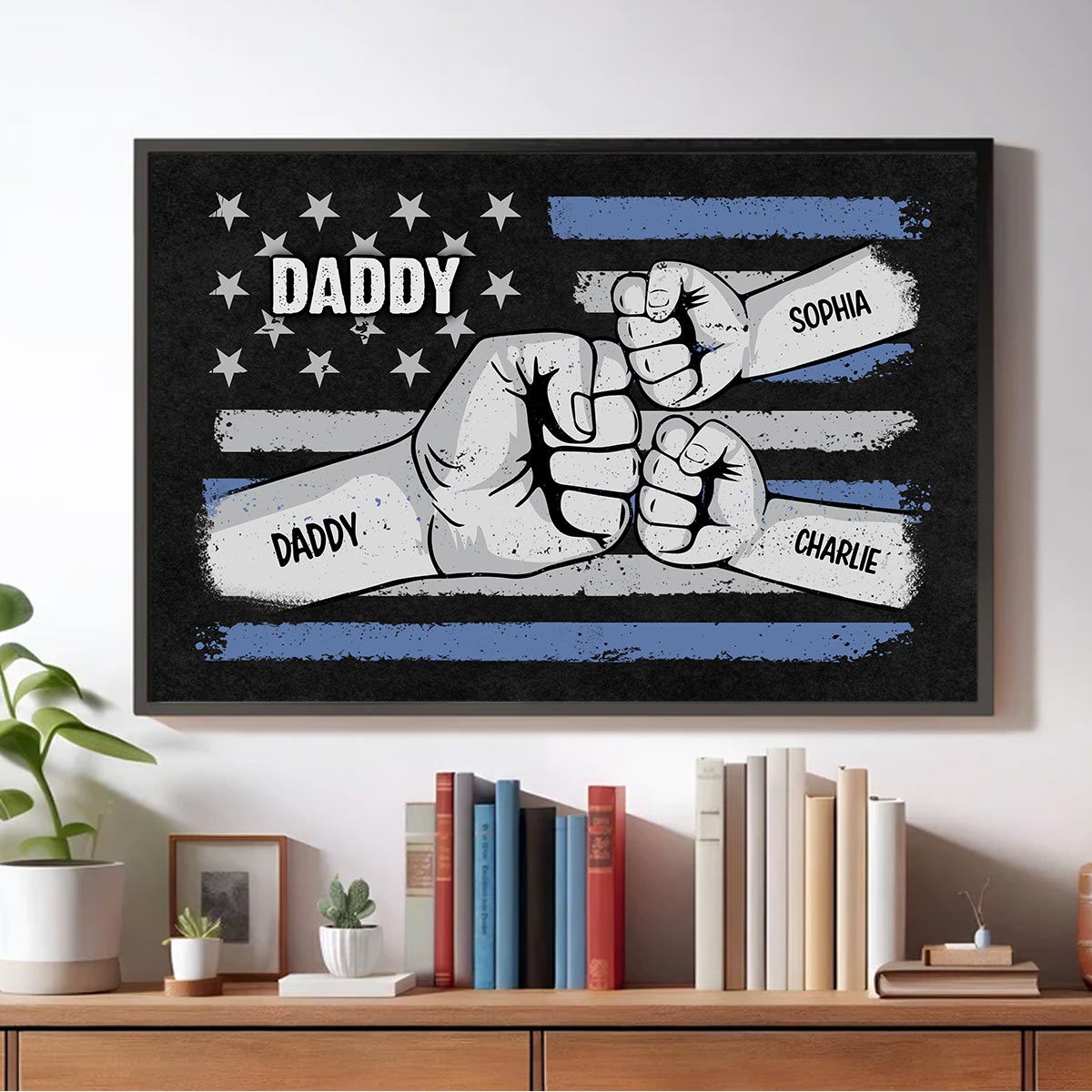 Dad Grandpa Fist Bump Nation Flag Personalized Poster, Father's Day Gift For Dad, For Grandpa, For Husband