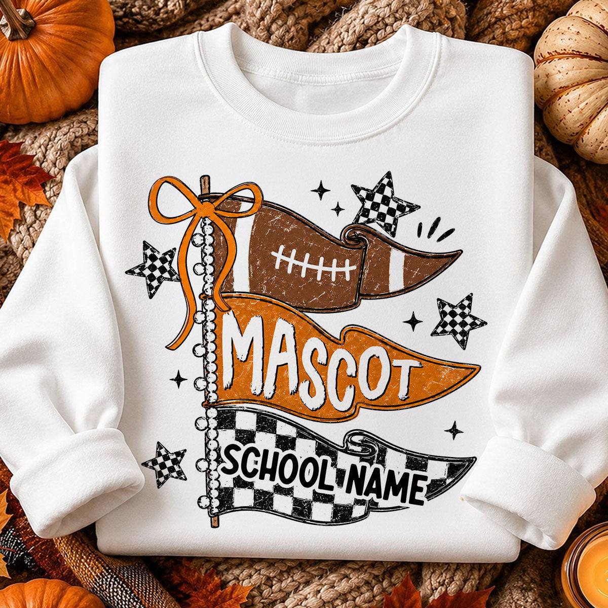 Custom Football Mascot Pennant - Personalized Shirt - School Spirit Shirt, Game Day Shirt For Football Mom