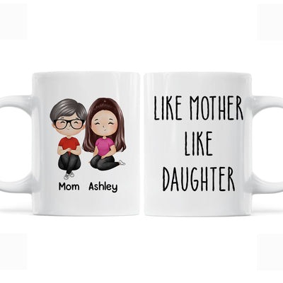 Like Mother Like Daughter Doll Woman Sitting Watercolor Style Personalized Mug