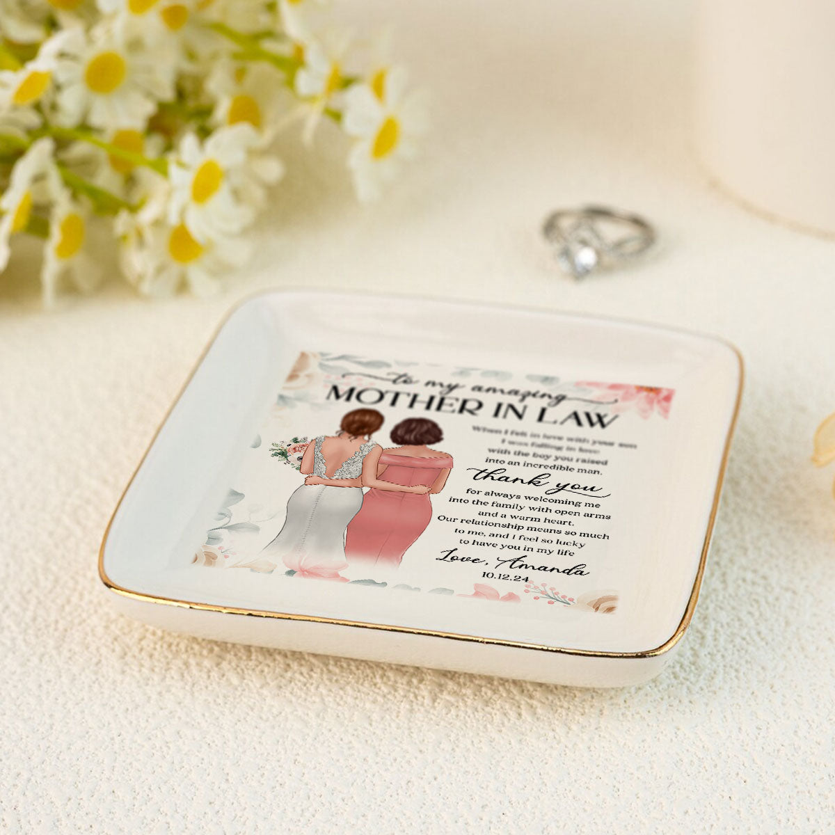 To My Amazing Mother In Law Personalized Jewelry Dish, Unique Wedding Gift, Sentimental Gift For Mother In Law From Bride