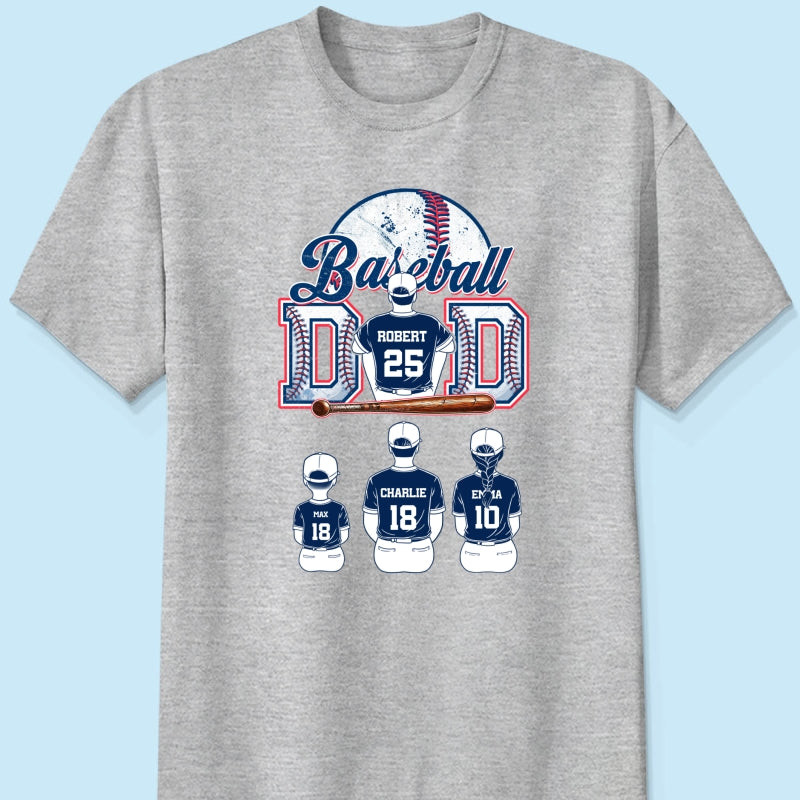 Baseball Dad And Kids Retro Personalized Shirt, Father's Day gift