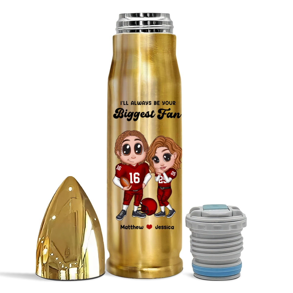 Personalized Y2K Football Couple Bullet Tumbler,  Gift for Couples