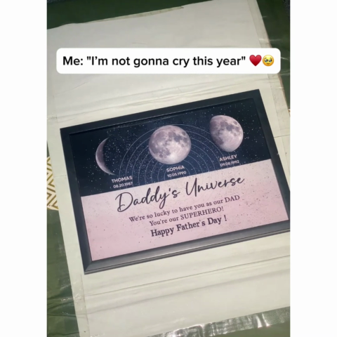 Daddy's Universe Moon Phases Father's Day Gift Personalized Poster| Unique Father's Day Gift For Dad, Husband