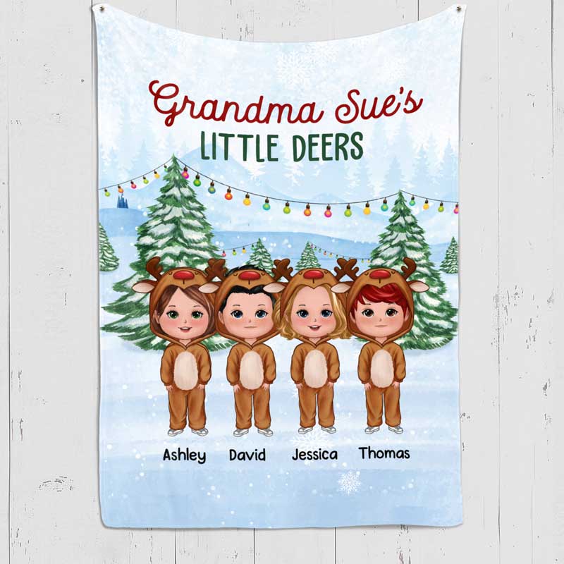 Grandma‘s Little Deers Cute Kids Costume Personalized Fleece Blanket
