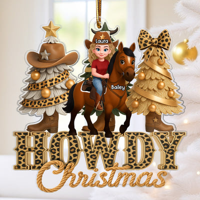 2025 Western Vibe Howdy Christmas Girl & Horse - Personalized Acrylic Ornament