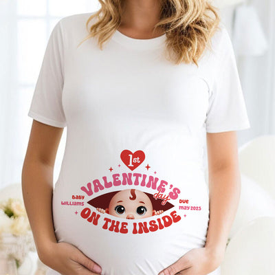 Baby's First  On The Inside Personalized Shirt, Custom Pregnancy Reveal Shirt, Expecting Mom