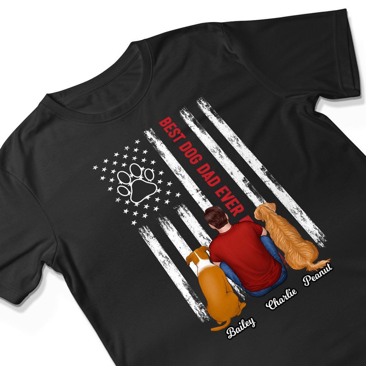 American Best Dog Cat Dad Ever Back View Personalized Shirt