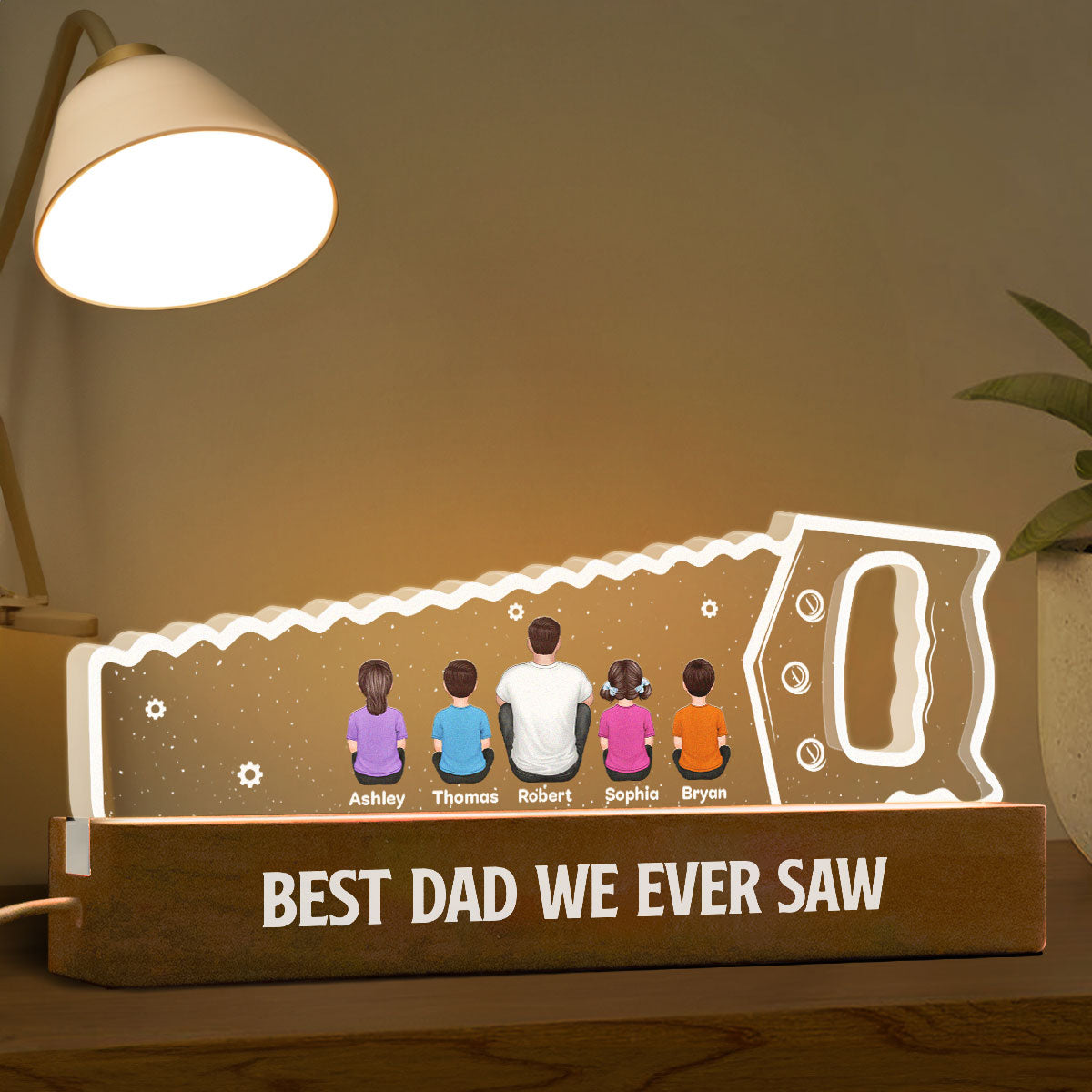 Best Dad Grandpa We Ever Saw Personalized Acrylic LED Night Light