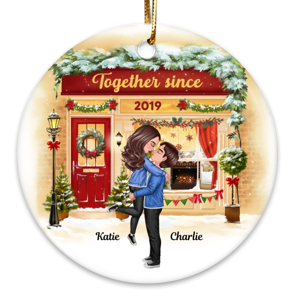 Winter Couple We Got This Personalized Christmas Circle Ornament