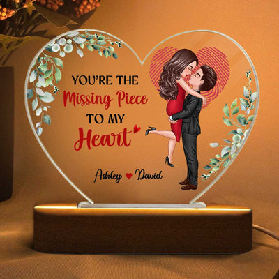 The Missing Piece Couple Heart Fingerprint Personalized Heart Acrylic LED Lamp Night Light