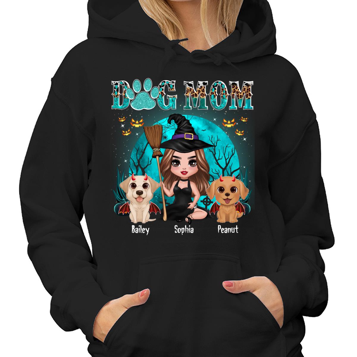 Teal And Leopard Halloween Dog Mom Personalized Shirt