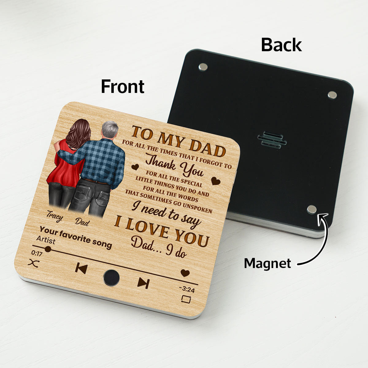 To My Dad Our Song Gift From Daughter Son Personalized Music Fridge Magnet, Birthday Gift, Father's Day or Just Because Gift