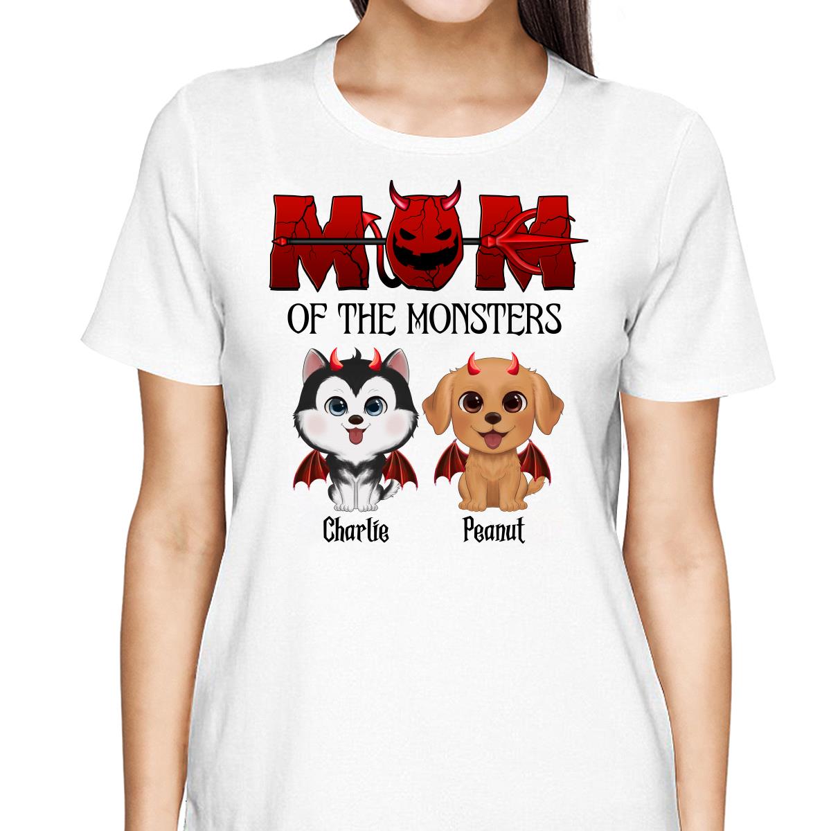 Mom Of The Monsters Halloween Watercolor Cute Dogs Personalized Shirt