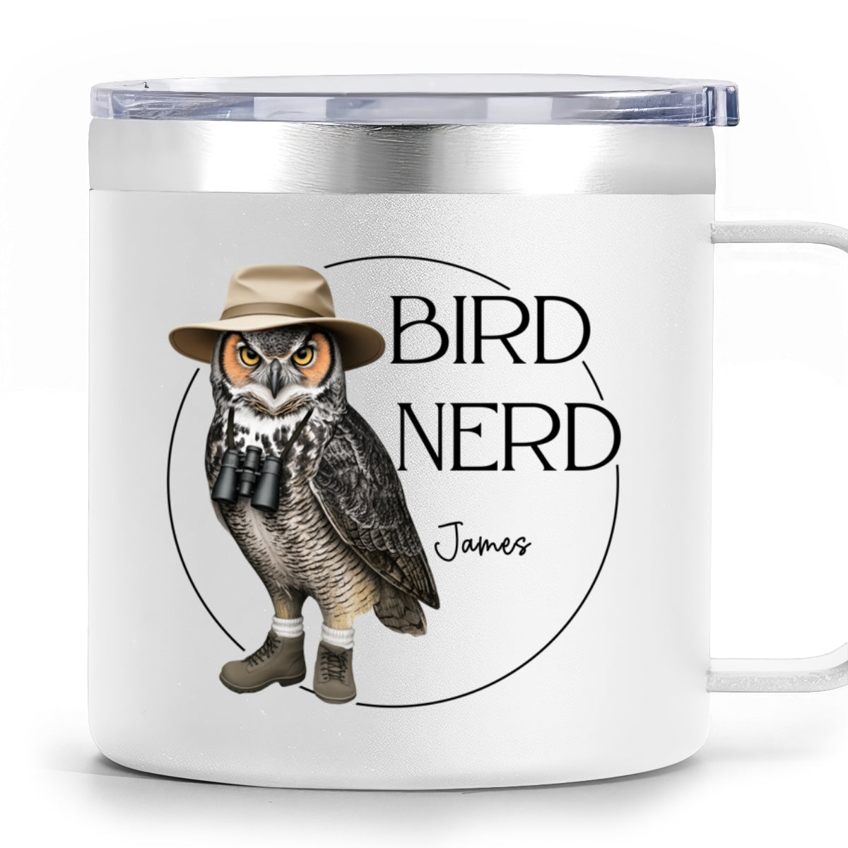 Bird Nerd Funny Gift For Bird Watcher Bird Twitcher Bird Lover Personalized Stainless Steel Tumbler With Handle