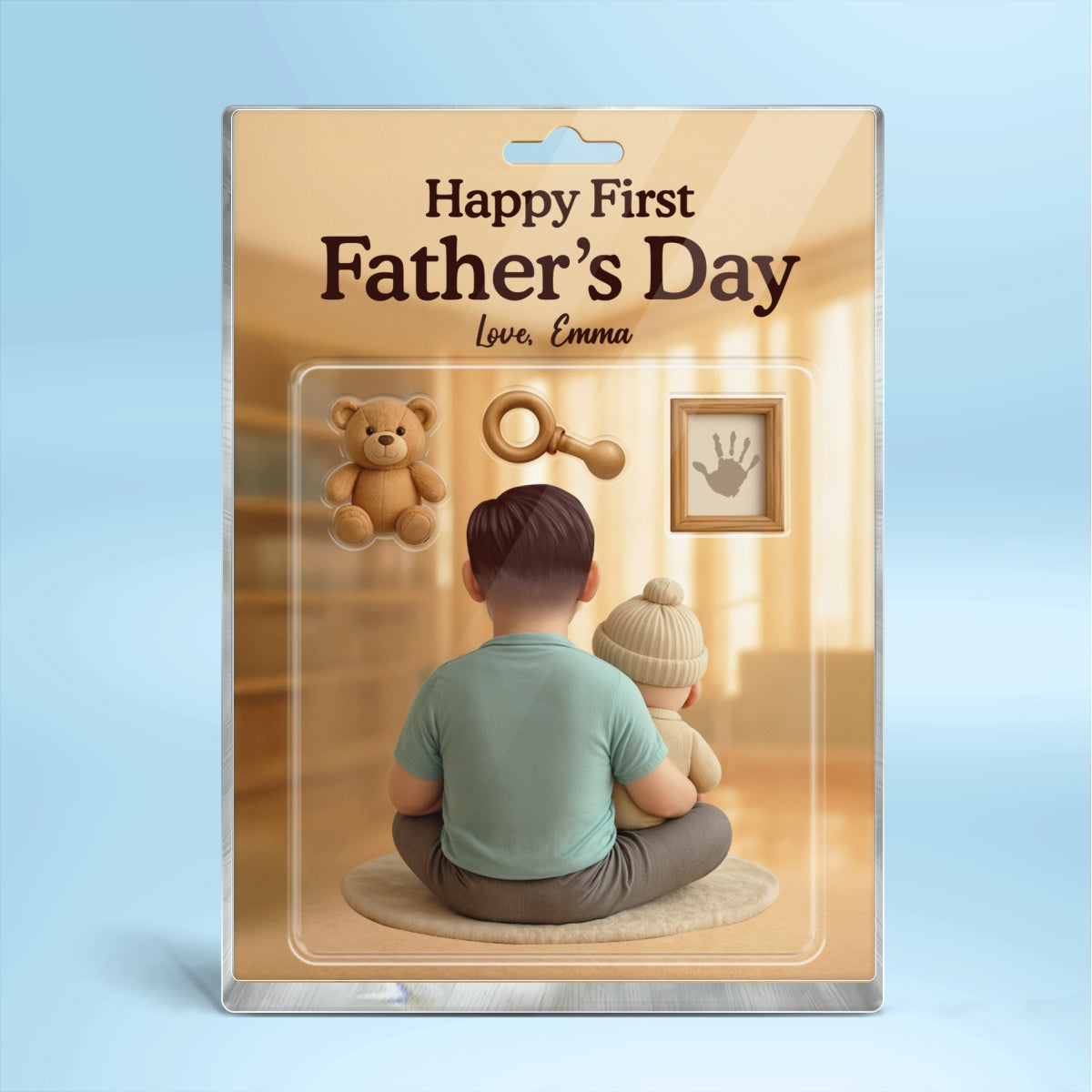 Happy First  Custom Figure 3D Effect Personalized Rectangle Acrylic Block Plaque