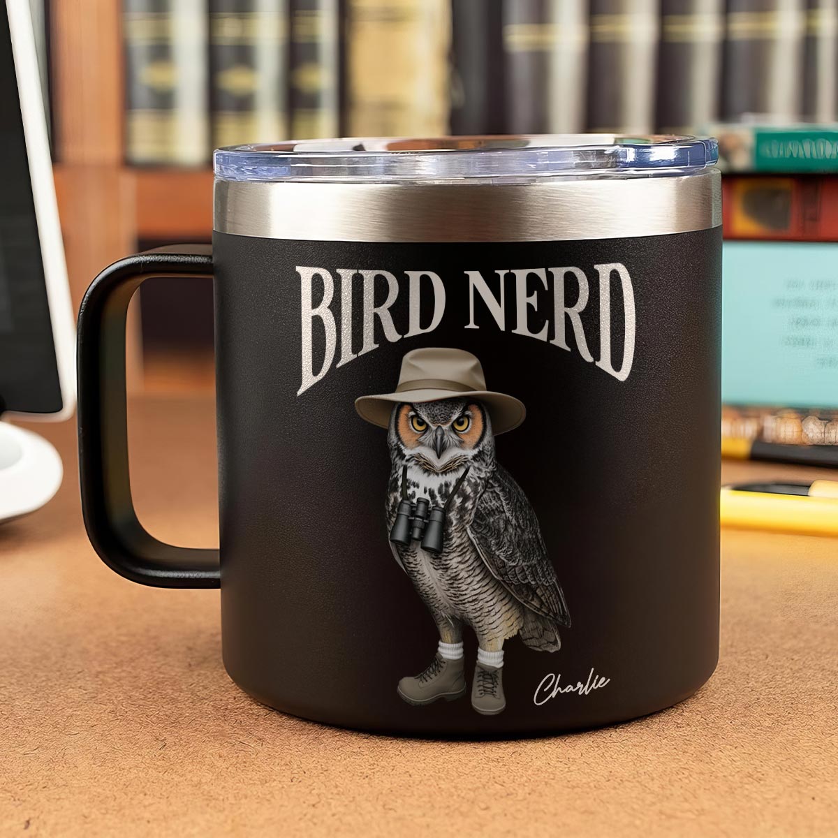 Bird Nerd Funny Bird Watcher, Bird Twitcher Gift for Bird Lover Personalized Stainless Steel Tumbler With Handle