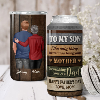 Colored Wood Pallets To My Son From Mom Personalized Can Cooler, Father's Day Gift For Son