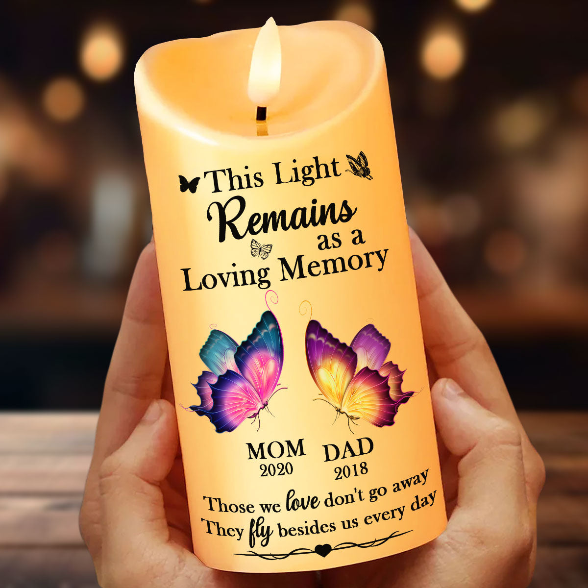 This Light Remains As A Loving Memory Personalized Flameless LED Candle - Christmas Gift, Sympathy Gift For Family Members