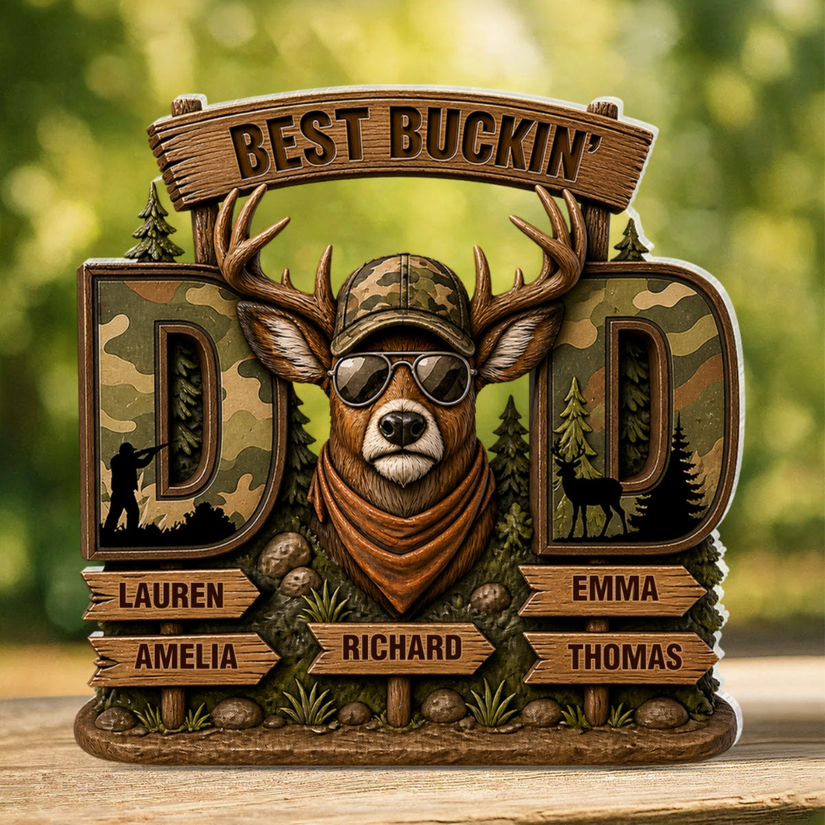 Best Buckin's Dad Hunting - Personalized Acrylic Block Plaque - Father's Day Gift For Dad, Husband
