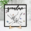 Baby Holding Hands Outline Grandma Mom Personalized 2-Layer Wooden Plaque