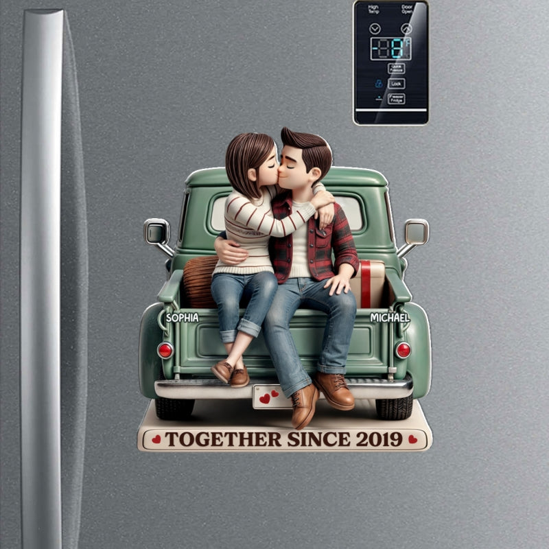Couple On Truck Personalized Acrylic Fridge Magnet, Heartfelt Gift For Couple, For Him, For Her, Boyfriend, Girlfriend, Husband, Wife
