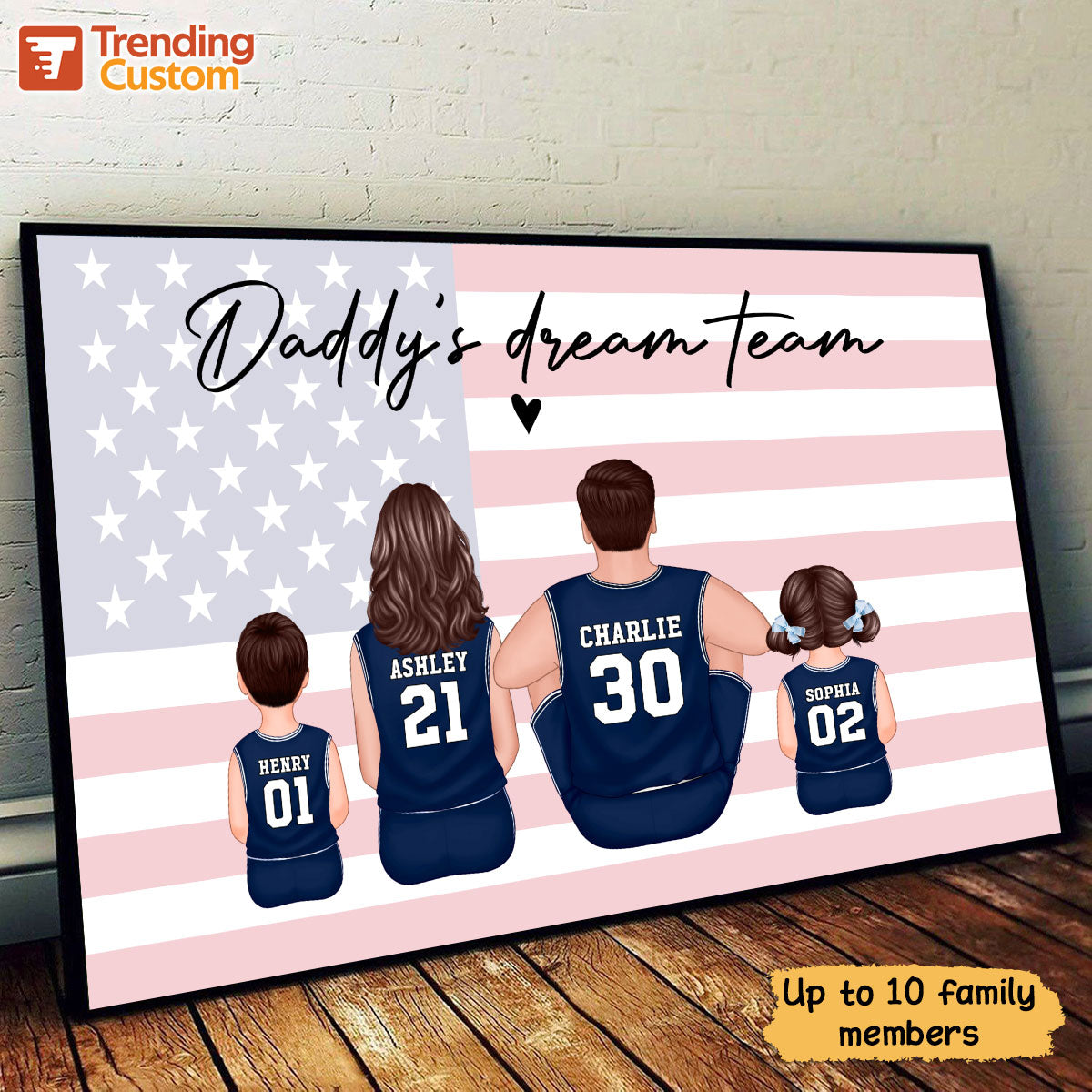Basketball Team Personalized Family Poster Custom Gift for Dad Husband or Home Decor