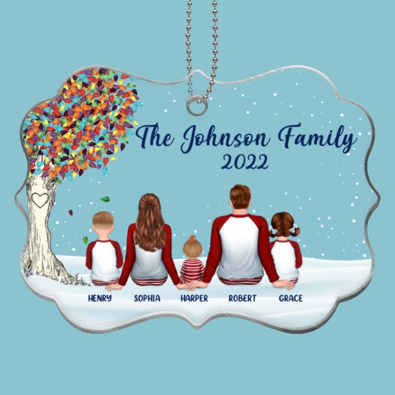 Pajamas Family Colorful Tree Personalized Acrylic Ornament