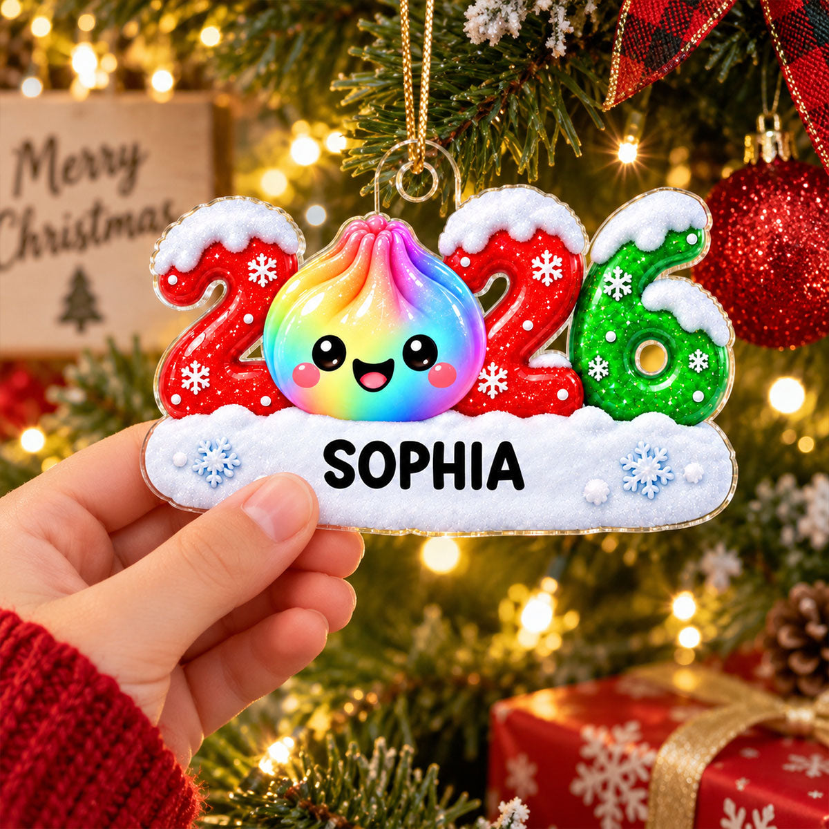 2026 Trending Christmas Dumpling Dim Sum Custom Name - Personalized Acrylic Ornament - Christmas Gift, Keepsake For Kids, Teenagers