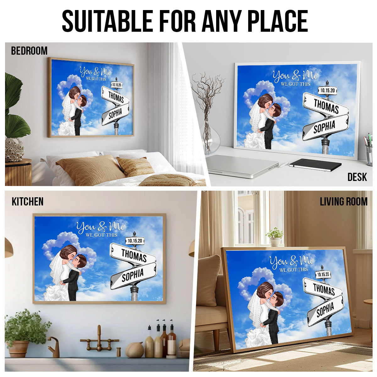 Couple Wedding Personalized Crossroads Sign Couple's Name And Date On Street Sign Poster, Anniversary Gift, Wedding Gift,  Gift For Couple, For Him, For Her