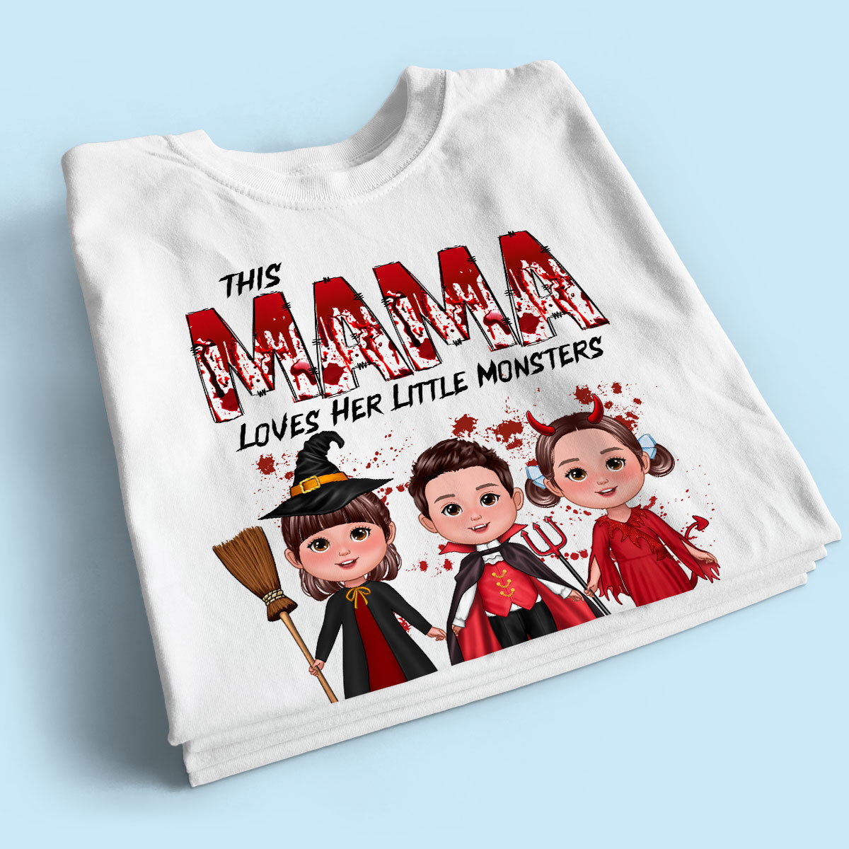 Grandma Mom Loves Her Monsters Spooky Halloween Personalized Shirt