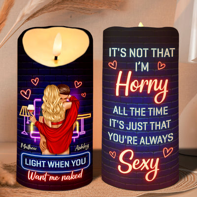 Light When You Want Me Naked Couple Personalized LED Candle